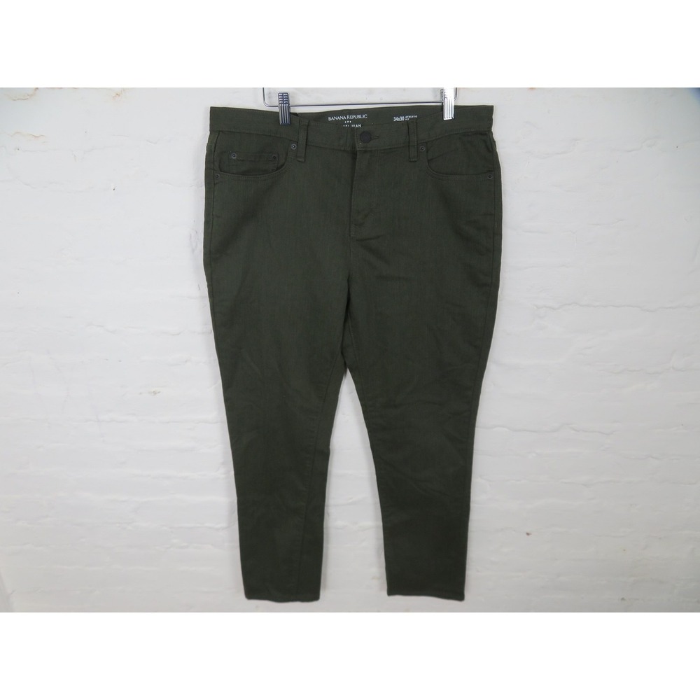 Banana Republic Travel Jeans Mens 34x30 Green Athletic Fit Stretch Denim Comfort - Picture 1 of 9